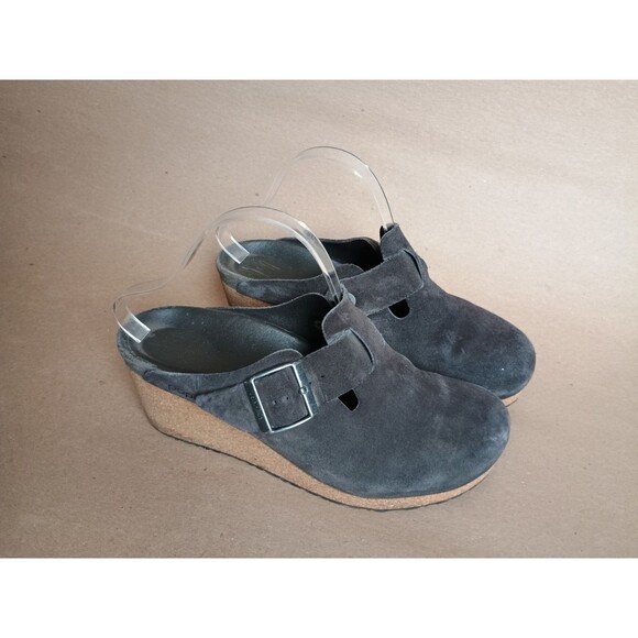 Papillio by Birkenstock Fanny Wedge Buckle Clogs Mules Womens Sz 8 EU 39 Gray - Picture 1 of 9